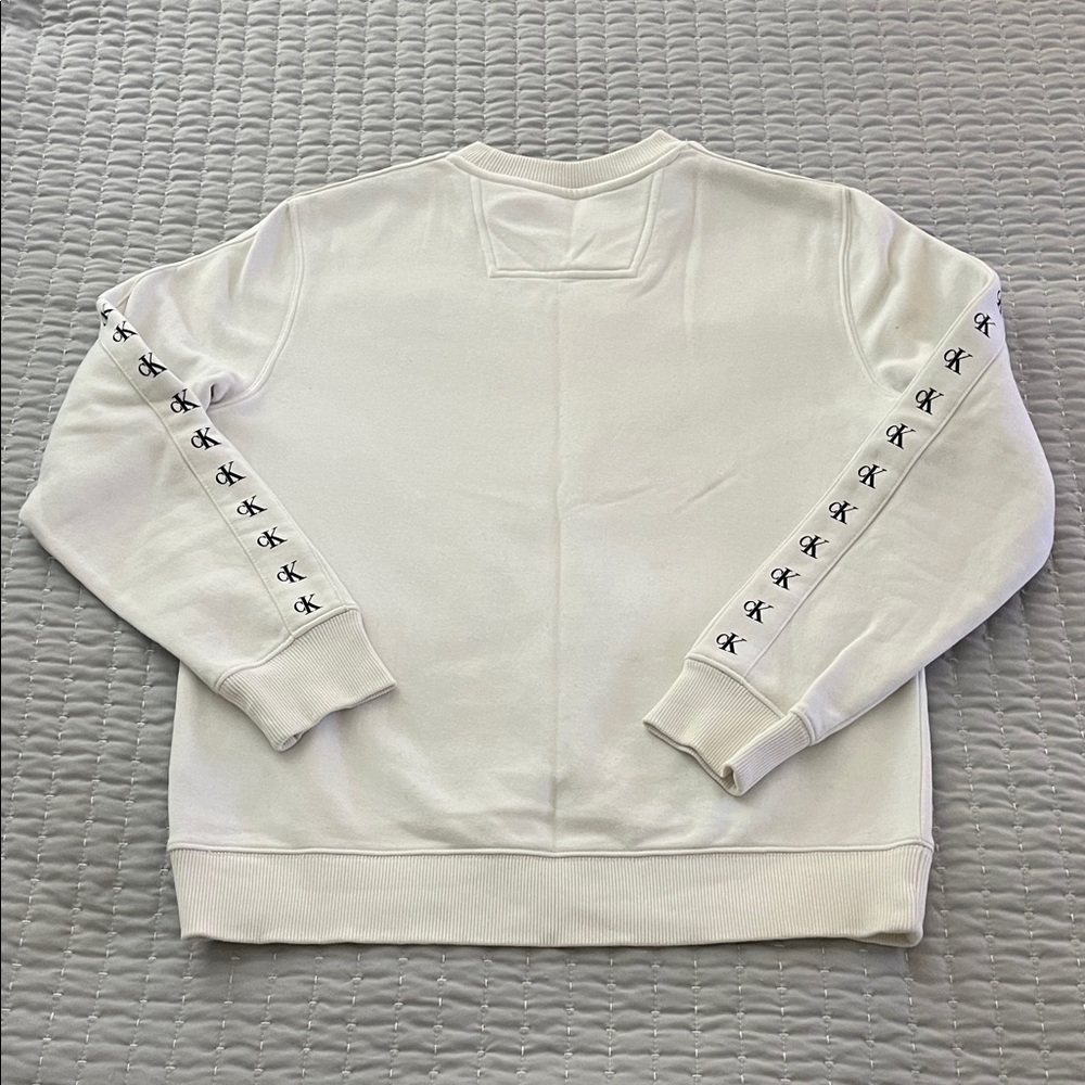 Calvin Klein White Logo Sweatshirt Crewneck Size Small Excellent Condition - Picture 5 of 5